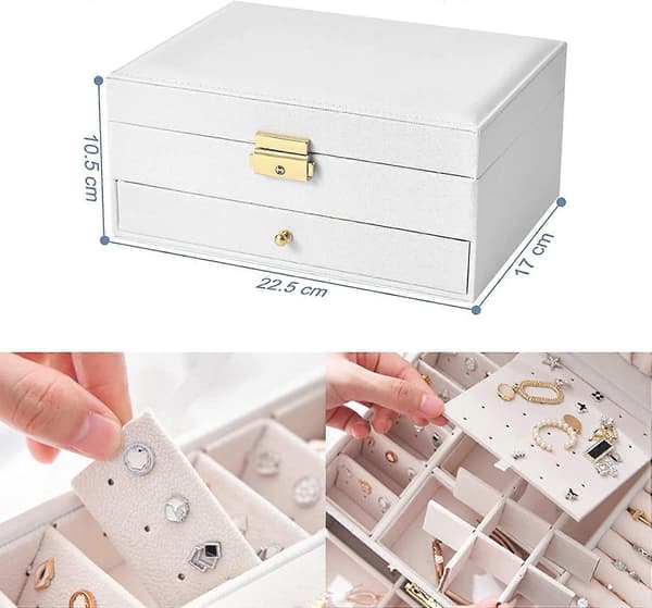 Smyckeskrin Organizer 2 Lager (Vit)