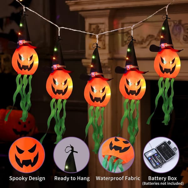 Halloween utendørsdekorasjoner, utendørslys, IP44 vanntette Halloween gresskarlys, 5 gresskarlys