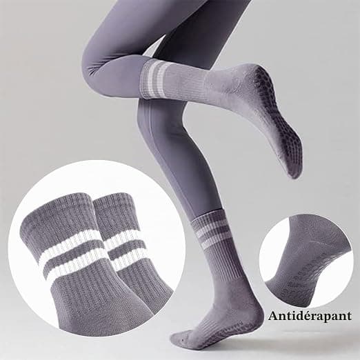Set med 3 par halkfria strumpor för kvinnor, för pilates, balett, dans, studsmatta
