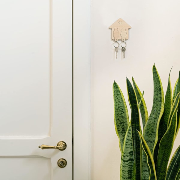 Nøglering i træ til par - Julegave til par - Gaveidé til housewarming - Nøglering til kvinder Jubilæumsgaver til par