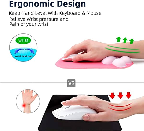 Musematte med kattepote og håndleddsstøtte i silikagel, bærbar ergonomisk sklisikker musematte