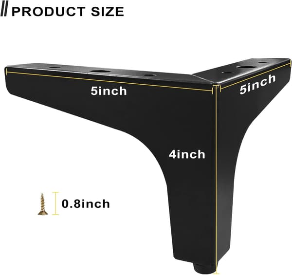 Møbelben Sæt med 4 Metal Møbelben 10cm Sort Moderne Sofa Stol Møbelben Udskiftningsben til Kommode Garderobe Seng