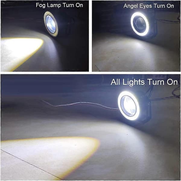 2 stk. Super Bright 3.0\" Universal Projektor LED Tåkelys 12V 10W Hvite COB Kjørelys DRL Tåkelys
