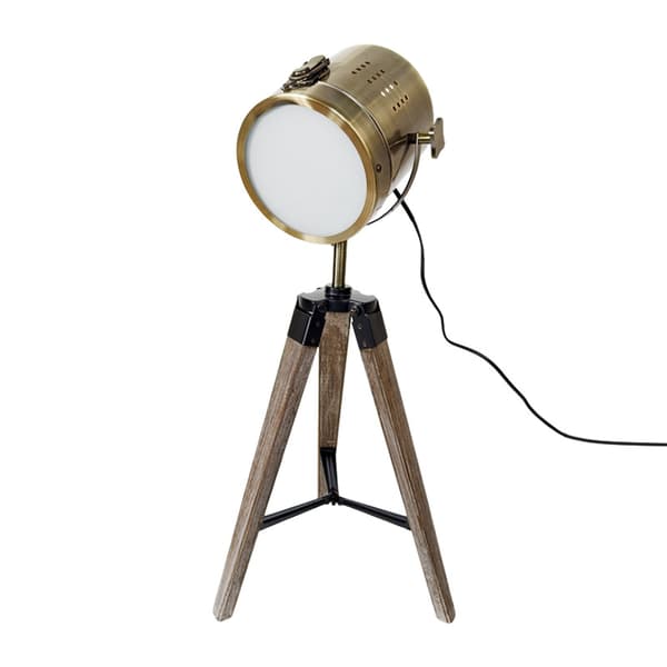 Retro trefodet bordlampe / sengelampe / spotlight / antik messing spotlight / træfod