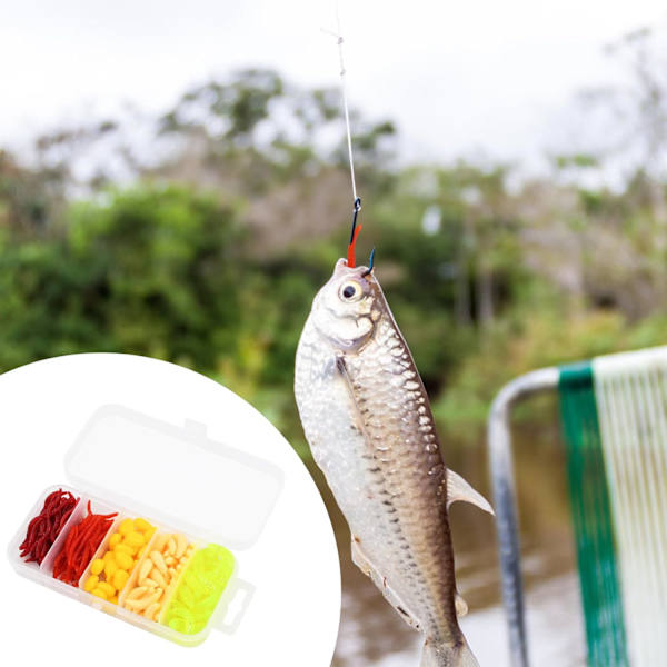 Fiskedrag, set med 161 konstgjorda maggotsformade drag