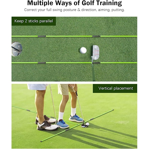 Golf Alignment Sticks - Sammenklappelige Golf Træningsstænger til Sigte, Putting, Fuld Sving Træner, Holdningskorrektion med Klar Rørkasse