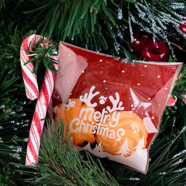 Selvklæbende julegaveposer Julecellofanpose til slik, karameller og småkager
