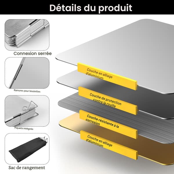 12-panels foldbar vindskærm i aluminiumslegering til campingovne