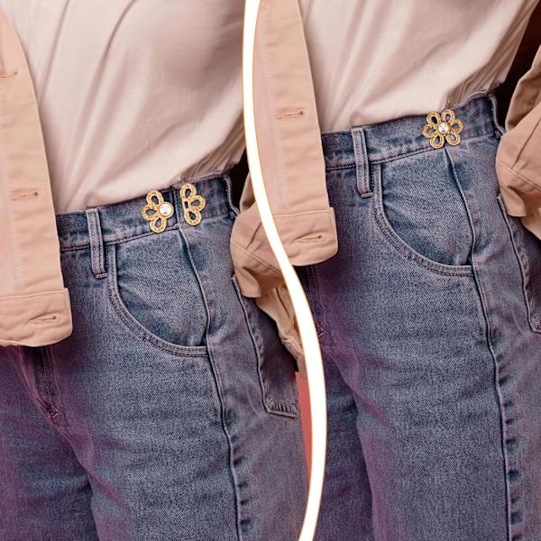 8 kpl Irrotettavia Vyötärökiristäjiä, Säädettävät Jeans-Napit Kiristäjät, Housujen Kiinnikkeet Vyötärön Kiristämiseen, Koristeelliset Ompelemattomat Napit Style 2