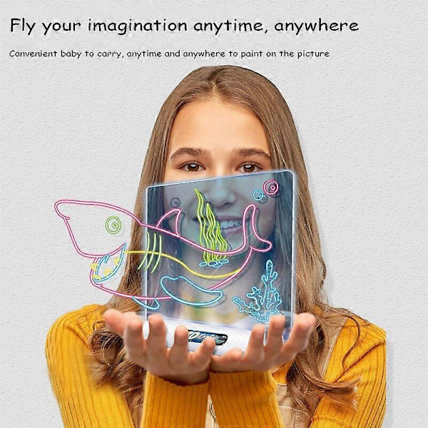3D Tegnebræt Lysende Doodle Pad Fluorescerende Farve Skrivning Undervisning Legetøj Børnegave