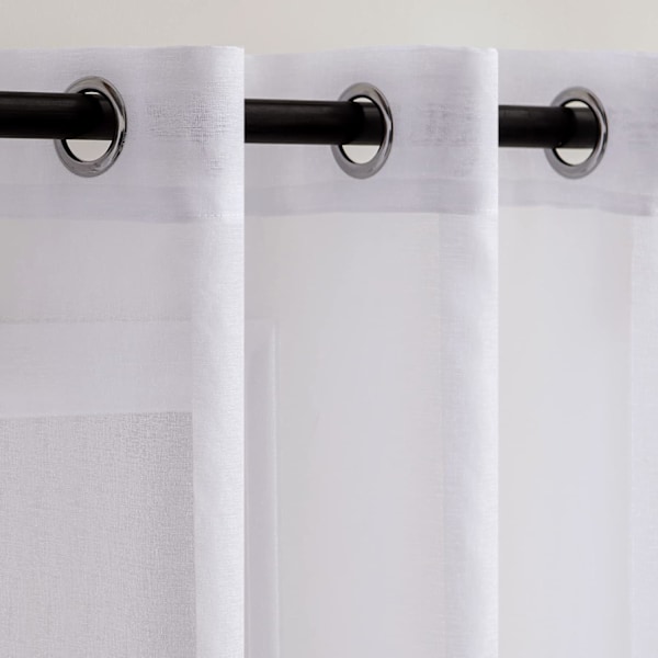 Sæt med 2 gardiner 140x260 cm Hvid Øjet Voile Semi-transparent Indvendig Gardin til Soveværelse Stue Hjem
