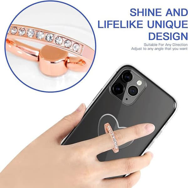 2-pack telefonringhållare, transparent ringstativ, 360-graders roterande, diamantutsmyckad, lämplig för telefonfodral
