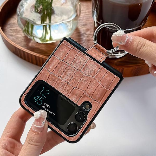 Krokotiilikuviokotelo, yhteensopiva Samsung Galaxy Z Flip 4:n kanssa, pehmeä TPU-puskuri iskunkestävä suojus renkaalla