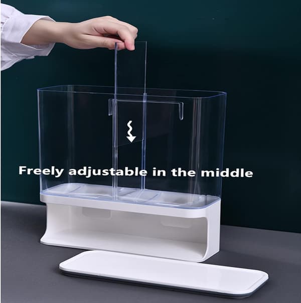 Torrfoderdispenser, Transparent väggmonterad i plast med förseglat lock, för spannmål, ris, godis, kaffebönor (3000ml)