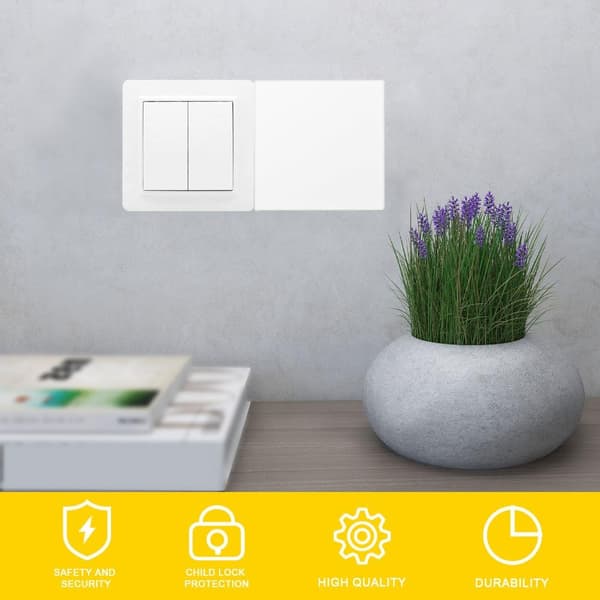 2-delt selvklebende veggkontaktdeksel, 86 x 86 mm, hvit plastpanel