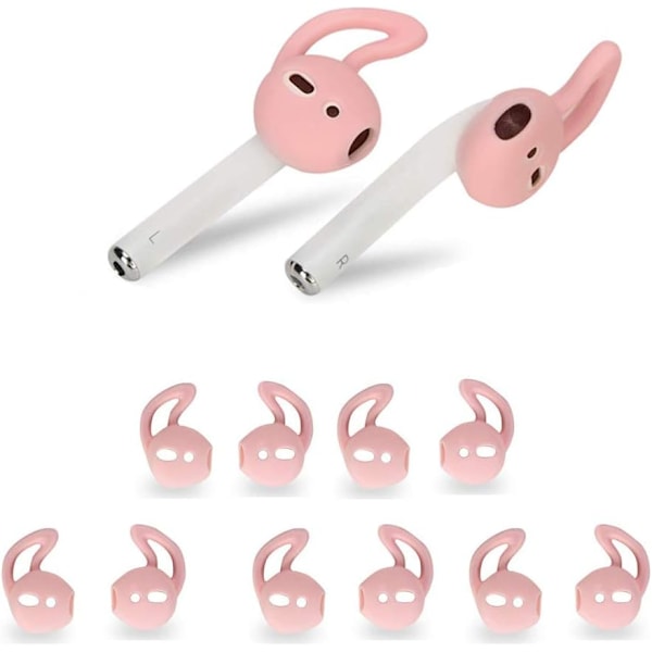 5 paria silikonisia korvakärkiä, jotka ovat yhteensopivia AirPods 1:n ja 2:n kanssa, pehmeät liukumattomat silikoniset urheilunappikuulokkeet, putoamista estävät korvasilmukka-geelikuulokkeet (pinkki)