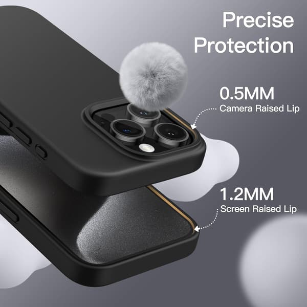Silikonfodral för iPhone 15 Pro, Silkeslen Mjuk Känsla, Stötsäkert Skyddsfodral, Reptåligt, Mikrofiberfoder