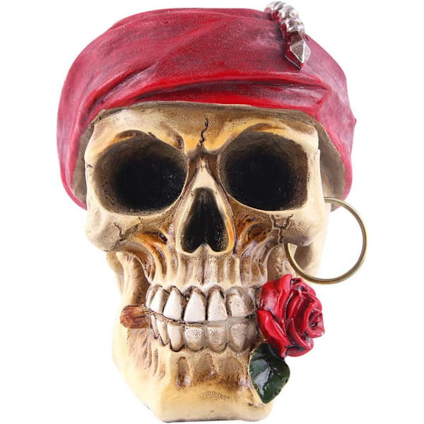Simuleringskalle Rekvisitter Model Resin Piratkranie Statue Spøgelseshus Rekvisitter Samlerobjekt Kraniefigur til Halloween Dekoration