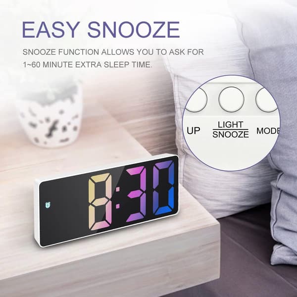 Digital väckarklocka, digital väckarklocka med LED-display, temperaturdatum, digital väckarklocka med snooze, USB/batteridriven