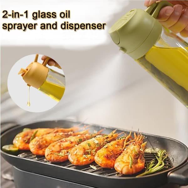 oliesprayflaske, 470 ml, PP-materiale, glas, grøn, køkkentilbehør