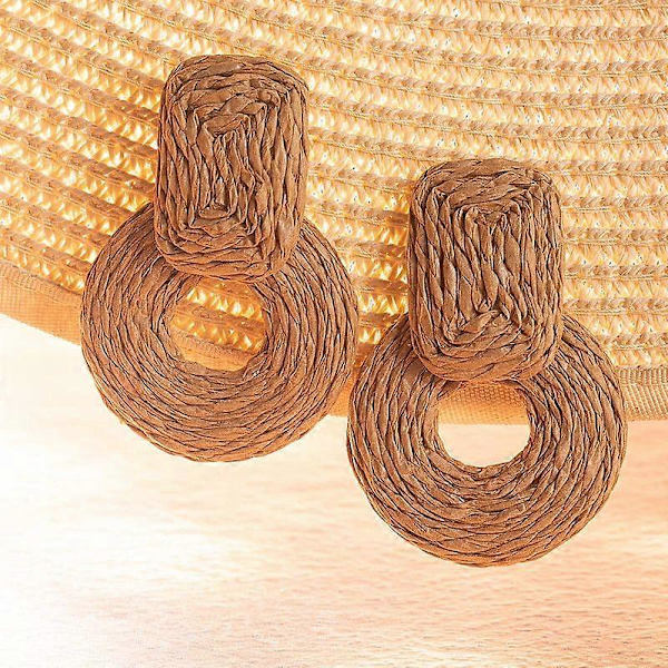 Statement Raffia Øredobber Søte Boho Øredobber Rattan Dingle Øredobber
