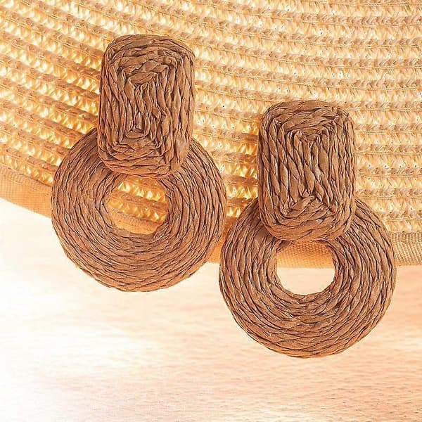 Statement Raffia Øreringe Søde Boho Øreringe Rattan Dingle Øreringe