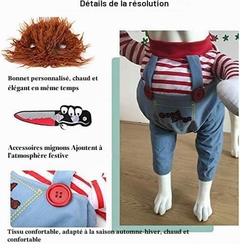 Halloween-kostume til hunde, Deadly Doll Cosplay, jule- og festtøj til kæledyr (M)