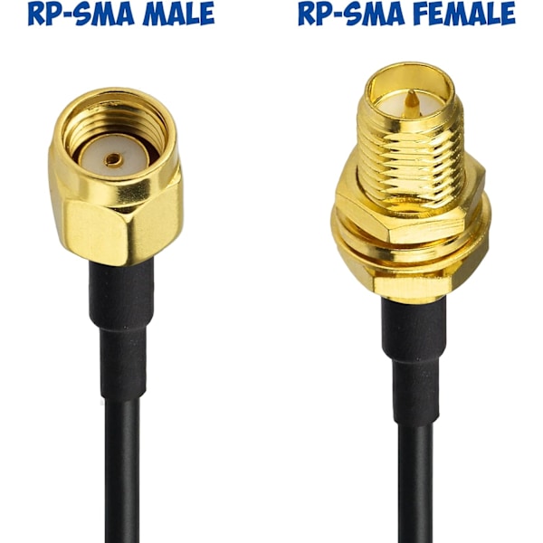 WiFi Antenne Forlængerkabel 10m RG174 RP-SMA Han til RP-SMA Hun Overflademontering til Wi-Fi Router Sikkerhedskamera
