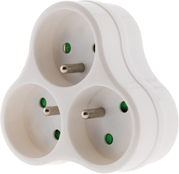Triplite 3x16A trekantet stikdåse - hvid (pakke med 2)