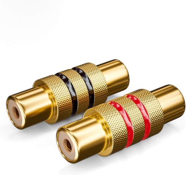 2 stk. RCA-kobling - Svart og rød lyd- og videoadapter - Hunn RCA-kontakter