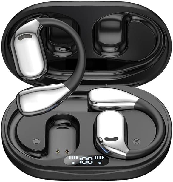 Trådløst Bluetooth headset, intet ørekrog nødvendigt, lang batterilevetid, høj lydkvalitet, knogleledning