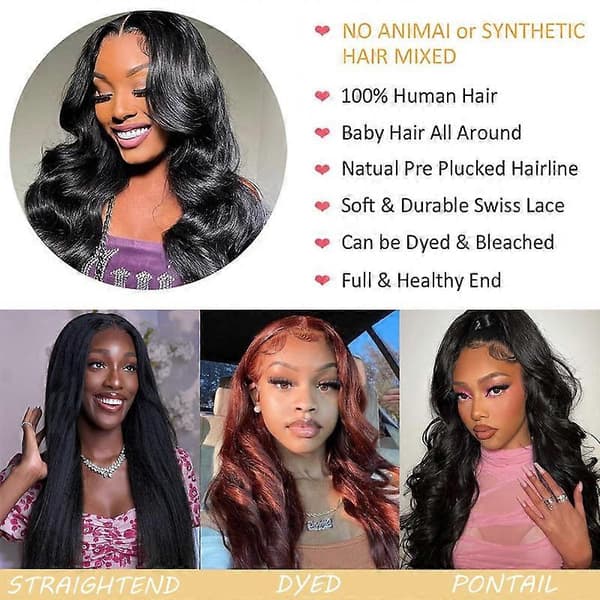 Body Wave Lace Front Peruker Äkta Hår Bred Spets 180 Densitet