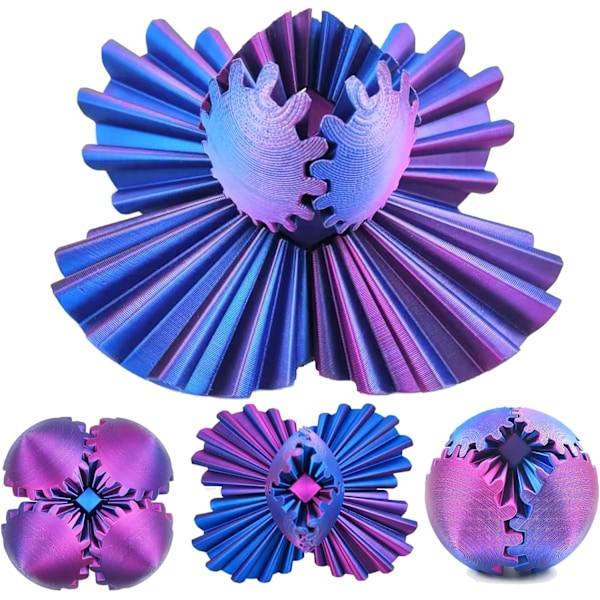 3D-printad Kugglagerboll Fidget, Gearsphere - Den Steampunk Virvlande Underverks-Fidgeten, Kugglagerboll Fidget Leksak (Lila 8cm) Laser Purple