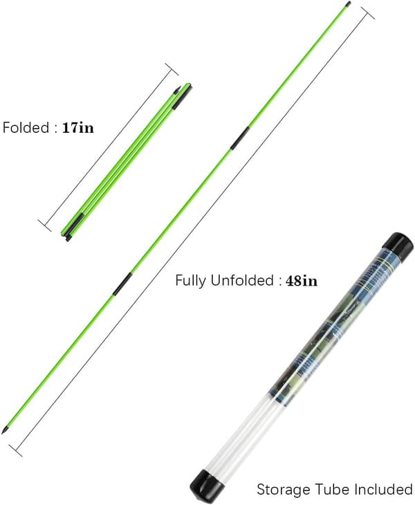 Golf Alignment Sticks - Fällbara golfträningsstavar för siktning, puttning, full swing-tränare, hållningskorrigering med genomskinligt rörfodral