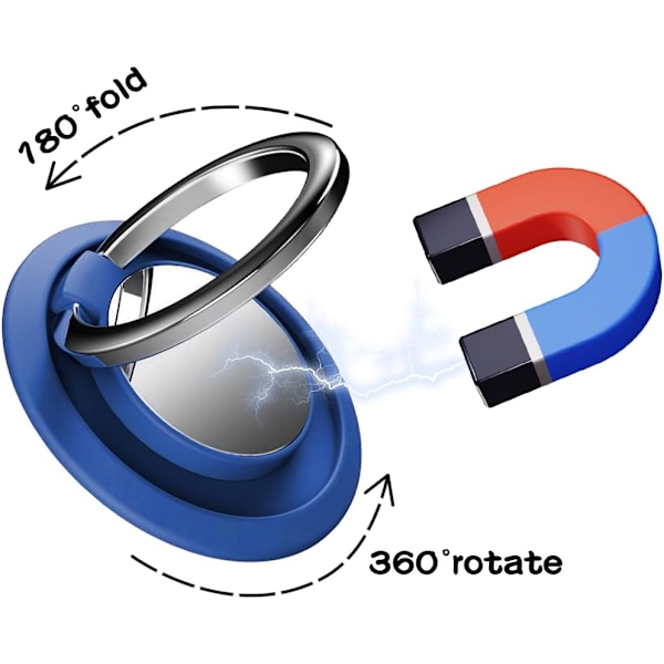 2 kpl Matkapuhelimen Sormuspidike Magneettinen Sormusjalusta Autoteline Saatavilla 360 Säädettävä Matkapuhelimen Silmukka (Sininen)