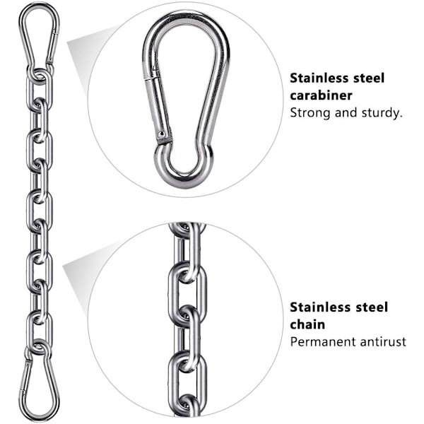 2 Boxningssäckkedjor och 4 Karabiner, Hängstolkedjesats i Rostfritt Stål