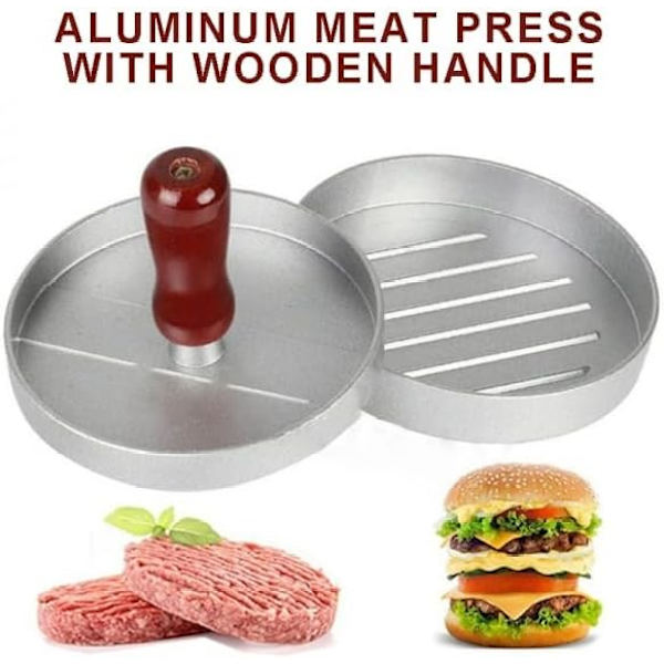 Burgerpresse, Non-stick Hamburger Bøf Maker - Burgerpresse og Bøfpresse Sæt - Perfekt Formede Bøffer Grillpresse
