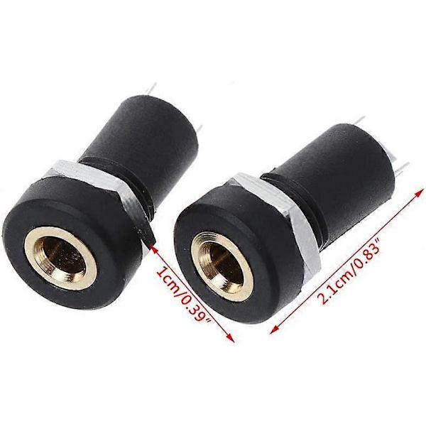 2X 3.5MM Jack Socket Svart Stereo Jack Panelmontering Loddetilkoblingsterminaler med Muttere
