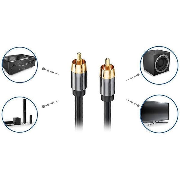 3 meter digitalt lydkabel RCA koaksial 75 Ohm SPDIF stereo AUX-ledning til lydforstærker, højttaler