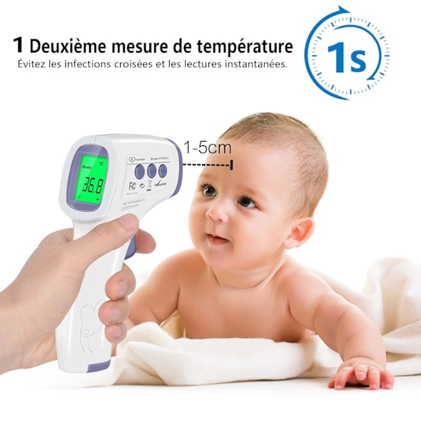 Panntermometer för Vuxna, Infraröd Termometer för Barn, Kontaktlös Digital Termometer, LCD-Skärm, Minnesfunktion