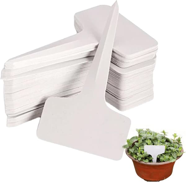 100 plastik havelabels, 6 x 10 cm, lavet af PVC, hvid