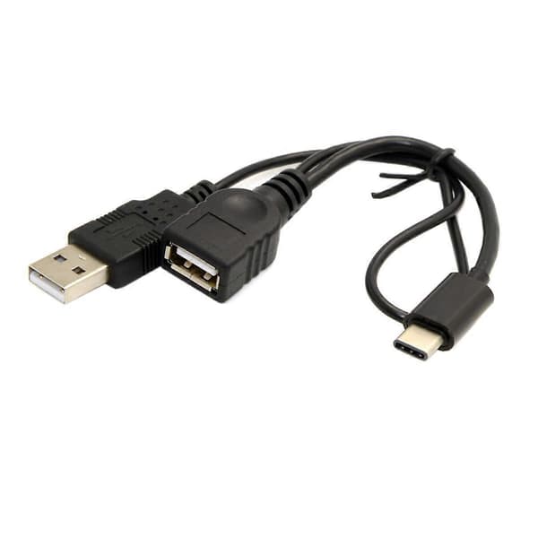 USB 3.1 Type-C - USB 2.0 Naaras OTG-datakaapeli lisävirtalähteellä - Musta