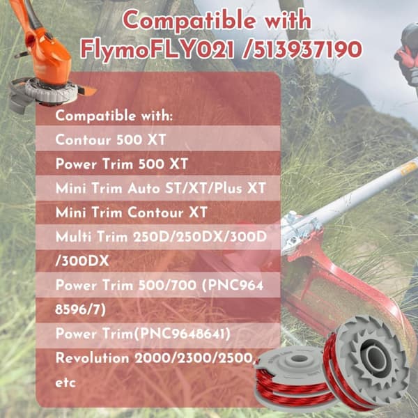 Flymo gressklipper tråd Erstatning for FLY021, gressklipper spole erstatning, Kompatibel med Flymo Power/Mini/Trim gresstrimmer