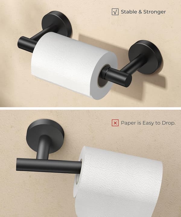 Sort Toiletpapirholder til vægmontering, Mat Sort Badeværelses Toiletpapir, Dobbelt Svingende Toiletpapirrulleholder