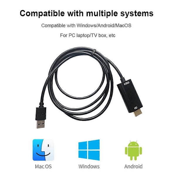 XCU01 1,5 m USB 3.0 til HDMI 1080P Adapter Kabel Konverter Ledning til Mac OS/Android/Windows