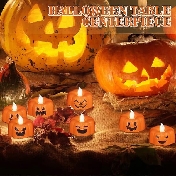 Halloween Græskar Flammeløse Lys med 6 timers timer, 6 stk.