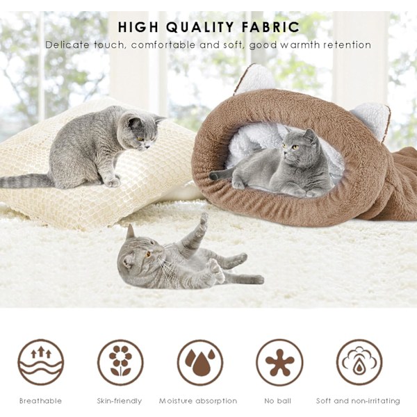 Sovsäck för katt, varm husdjursbädd i fleece, mjuk tvättbar kattsäng, säck, filt, matta för katt och valp - 50 x 40 CM