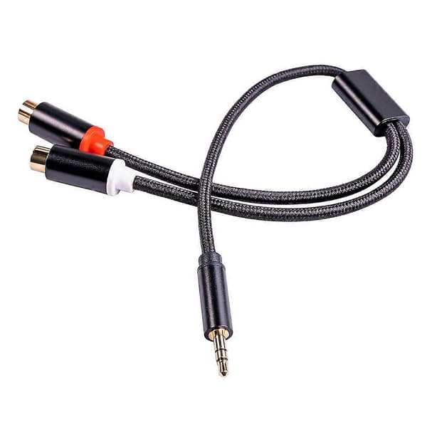 3687 3,5 mm han til 2 RCA hun stereo lydkabel AUX-adapter til computerhøjttaler