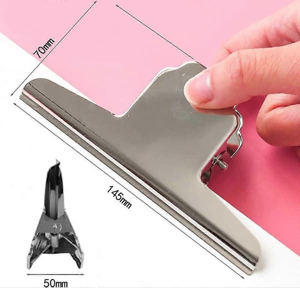 4 st Extra Stora Klämmor, Silverfärgad Rostfritt Stål Pappersklämmor för Ritbräda, Kontors- och Skolmaterial (14,5 cm