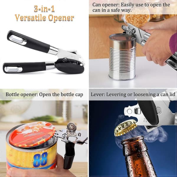 2 Ekstra glatte kant blikkåpner erstatningsblader og også en ergonomisk glassåpner egnet